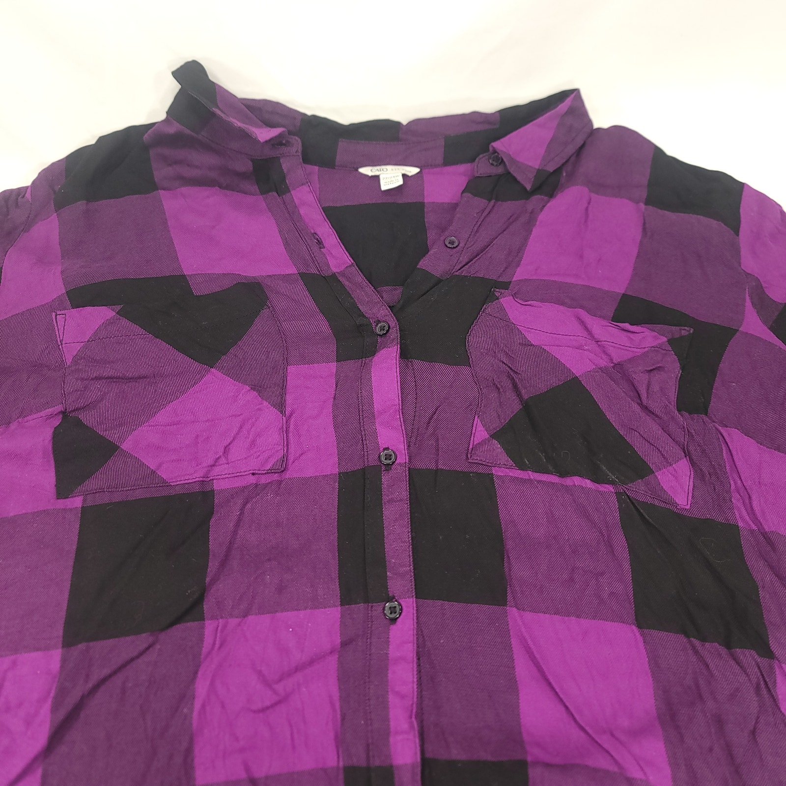 Cato Flannel Casual Button Up Long Sleeve Shirt Womens Size 22 / 24w Purple